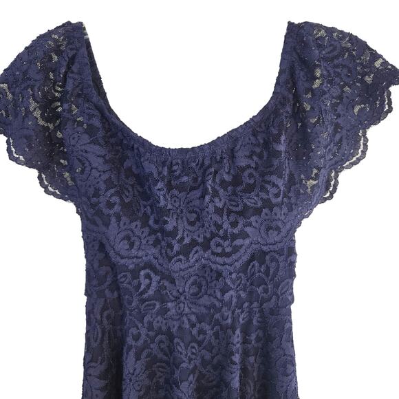 Windsor Women's Dress Medium M Blue Lace Hi Low Sleeveless Misses Size 8 10 - Picture 2 of 8